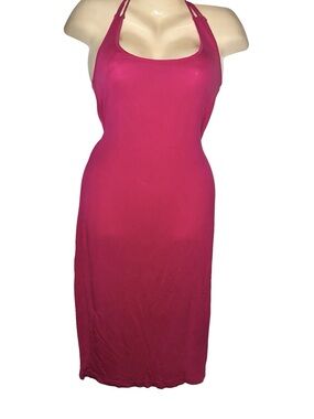 H&M Hot Pink Halter-Neck Midi Dress